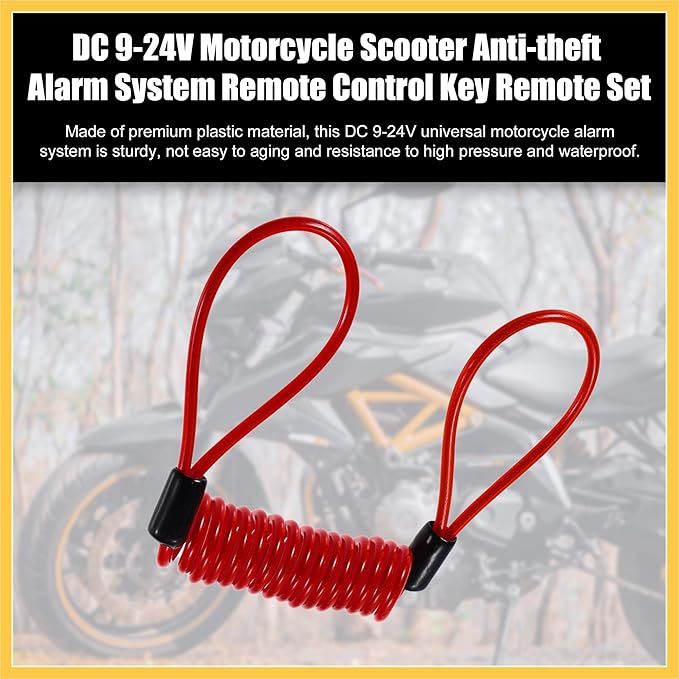 Disk Brake Lock Motorcycle Alarm Disc Lock Security Reminder Cable Tool for Scooter Motorcycle Bike Brake Disc Red Auto Replacement Parts