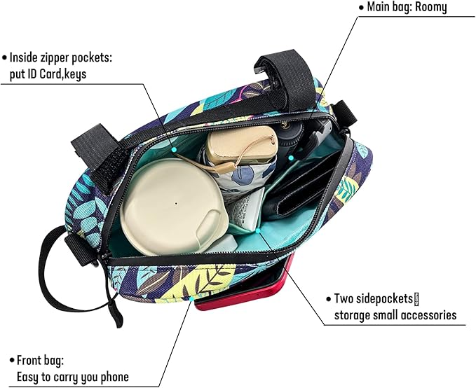 YEEGO DIRECT Handlebar Bag for Bicycles, Bike Bag Multifunctional Water-resistant Scooter Crossbag Handbag Slant Across Front,Bike Frame Accessories (Green)