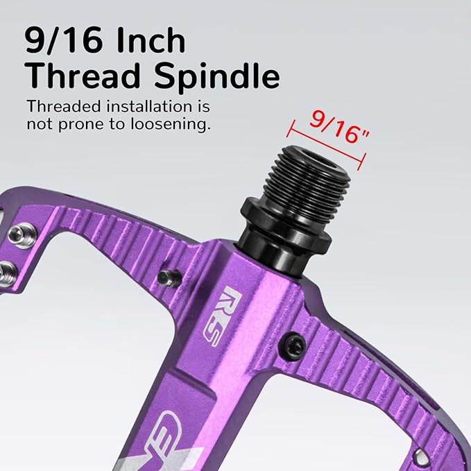 ENLEE Mountain Bike Pedals Flat, 3 Sealed Bearing Lightweight Aluminum Metal Bike Pedals 9/16", Waterproof MTB Pedals Flat with Removable Anti-Skid Nails for Adult Mountain Road BMX Bike