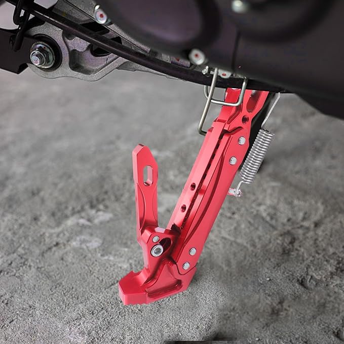 Universal Motorcycle Kickstand Adjustable Foot Side Support Parking Kickstand for Electric Motorbike Parking Foot Side Support Stand (red-1)