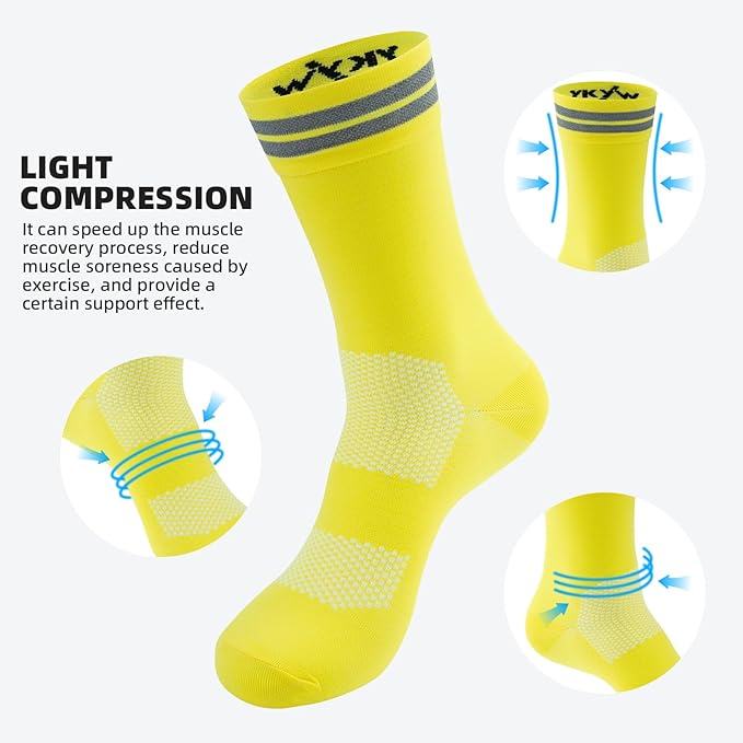 YKYWBIKE Cycling Socks for Men Women-Athletic Crew Bike Socks,Compression Biking Socks for Men Cycling,MTB Riding Socks