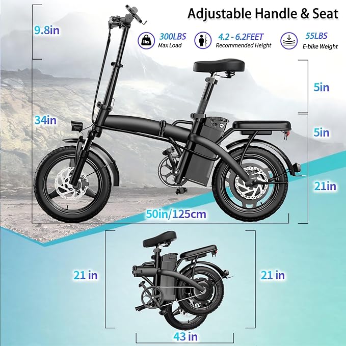 550W Electric Mountain Bike for Adults, 48V 12Ah EBike Climbs 25° Slopes, 23MPH Max Speed Fat Tire Electric Bicycle, 40 Miles Range, UL Certified Off-Road E-Bike