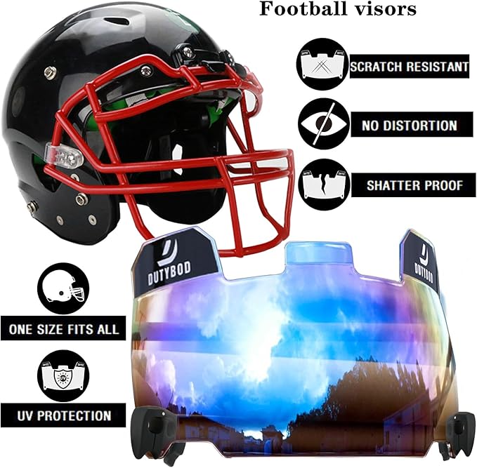 Football Visor, Clear Football Helmet Visor, Football Shield, Fits Youth and Adult Football Helmets