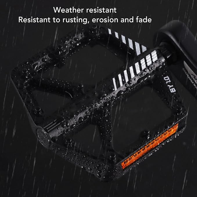 Cycle Pedal Nylon Fiber Enlarged Anti Slip Flat Platform Pedal for Road Mountain Cycle Lightweight Robust Durable Universal Fit 1 Pair (Black)