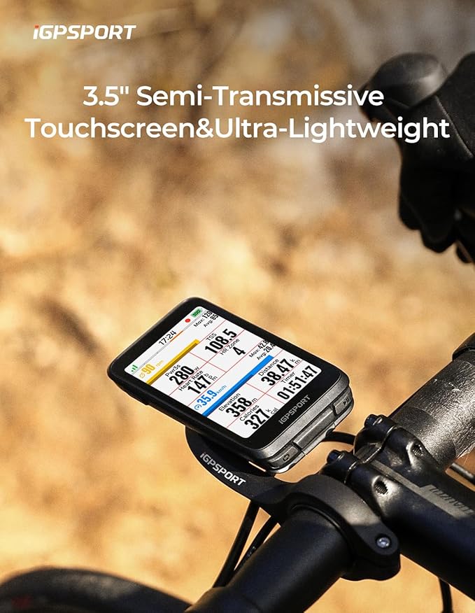 iGPSPORT BiNavi Bike Computer, 3.5‘’ Touch Screen Map Navigation Music Control Climb Tips, Wireless GPS Cycling Computer