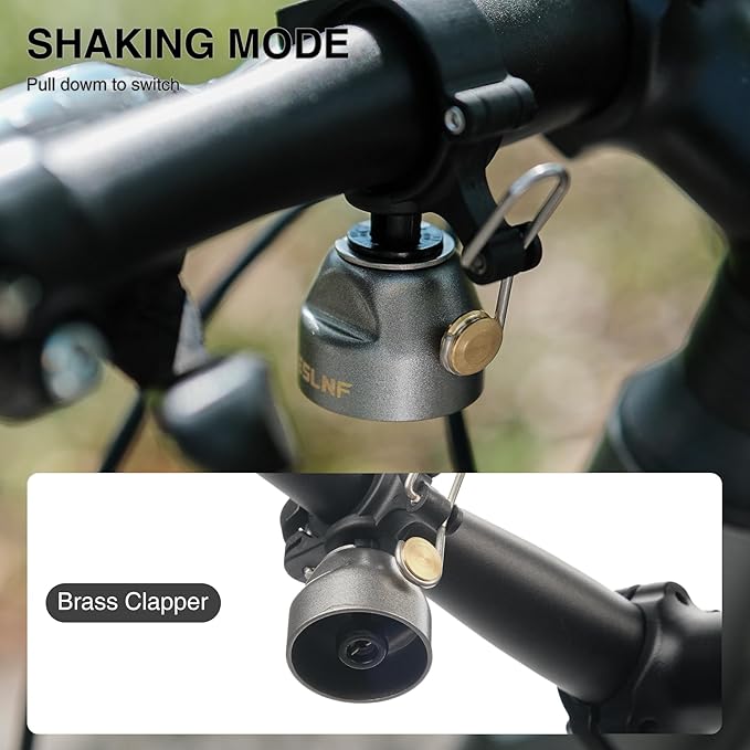 Mountain Bike Bells Dual-Mode Ringing Bell, Copper Alloy Sturdy Bicycle Bell, MTB Trail Bell with Dual Modes, Adults Bike Bell for 22.2-31.8mm Bicycle Handlebars