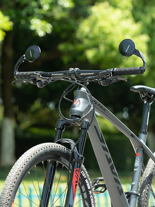 ROCKBROS Handlebar Bike Mirror, 360°Adjustable Safety Bicycle Rear View Mirror, Scratch Resistant Glass Lens Mirror(Long)