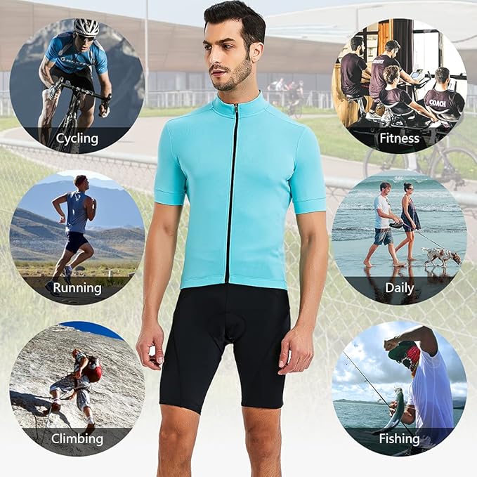 CATENA Men's Cycling Jersey Short Sleeve Shirt Running Top Moisture Wicking Workout Sports T-Shirt