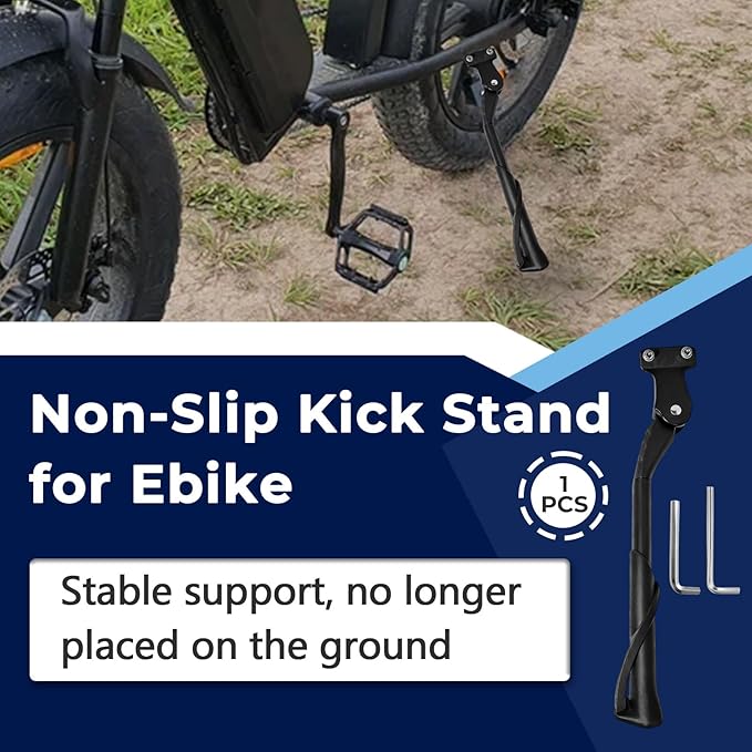 Kickstand for 20-22 Inch Bicycles, Ebike Kickstand Fit for Ridestar Q20 and Super 73, Non-Slip Kick Side Stand
