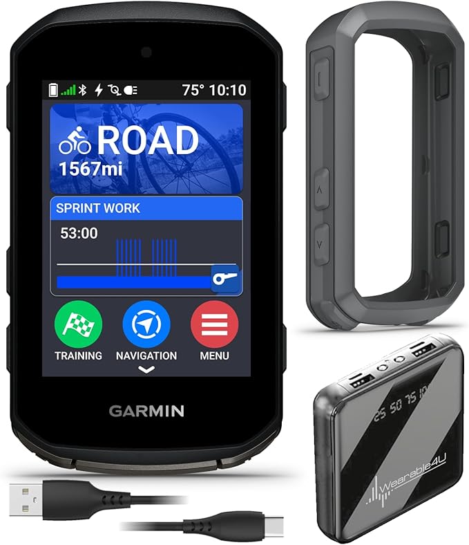 Garmin Edge 850 Compact GPS Cycling Computer, 2.7" Color Touchscreen Display, Bike-Specific Mapping, Advanced Training & Performance Insights + Silicone Case w/ Wearable4U PowerBank Bundle