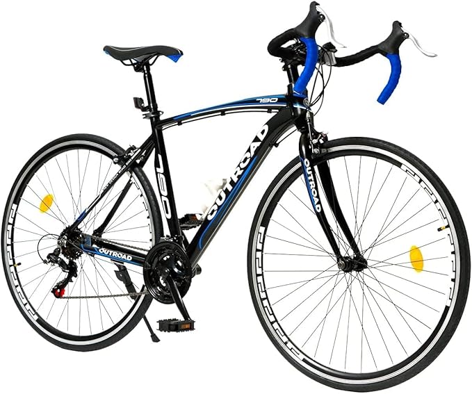Outroad Hybrid Bikes, 26 inch 14/21 Speed 700C Wheel Road Bike with Light Aluminum Alloy Frame Commuter Bicycle with Dual Disc/V Brakes for Adult Women and Men Blue,Red,Black,White