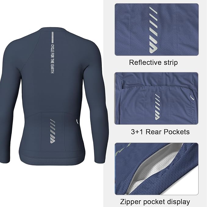 Lo.gas Cycling Jersey Men Short Sleeve, Road Bike Jerseys Full Zipper with Pockets, Bicycle Clothing Breathable Quick Dry