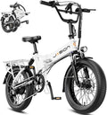 Jasion EB7 20" Foldable Electric Bike Fat Tire for Adults, 1200W Peak, 48V Removable UL-Certified Battery, 28MPH 55 Mi Range Commuter Electric Bike with Dual Suspension for City,Beach,Snow,Mountain