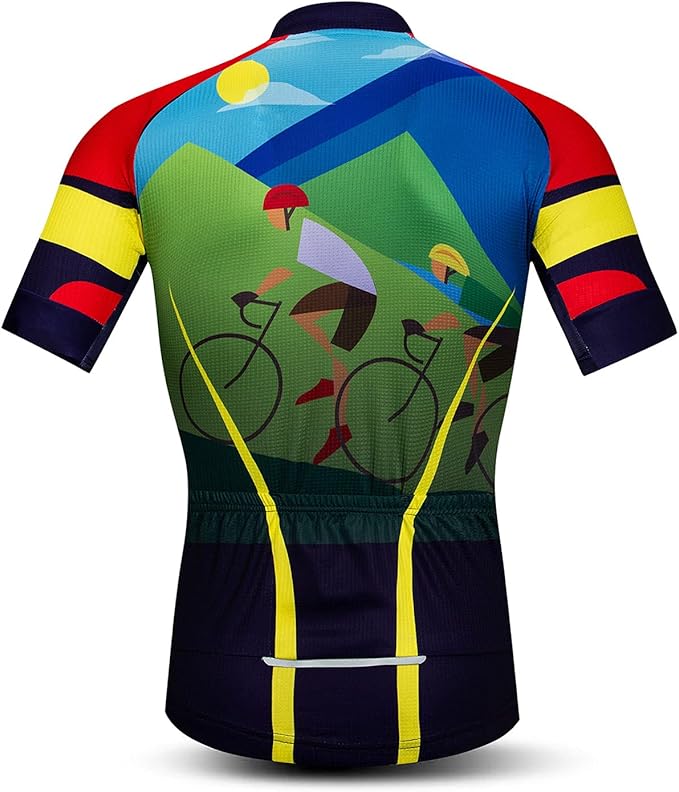 Men's Cycling Jerseys Tops Biking Shirts Short Sleeve Full Zipper Bike Clothing