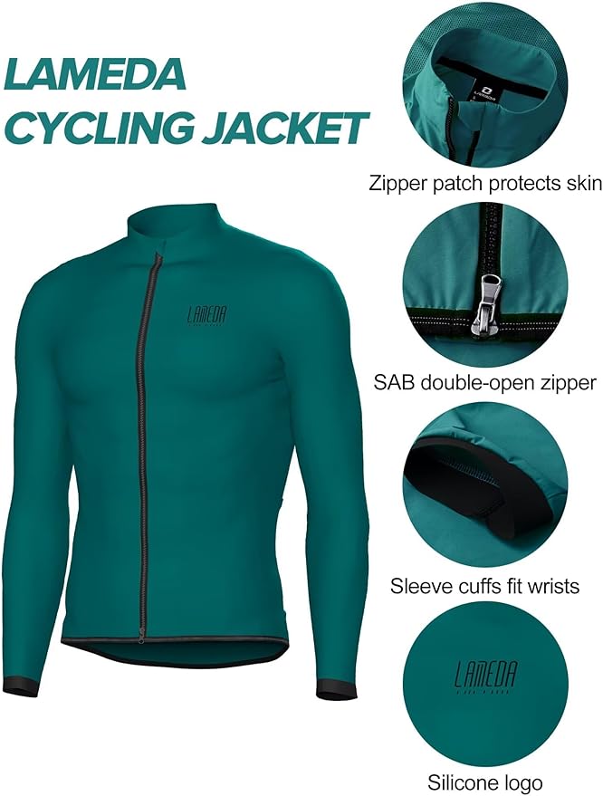 LAMEDA Cycling Jacket for Men Women, Windproof Lightweight Packable Cycling Windbreaker Bicycle Clothing Jacket
