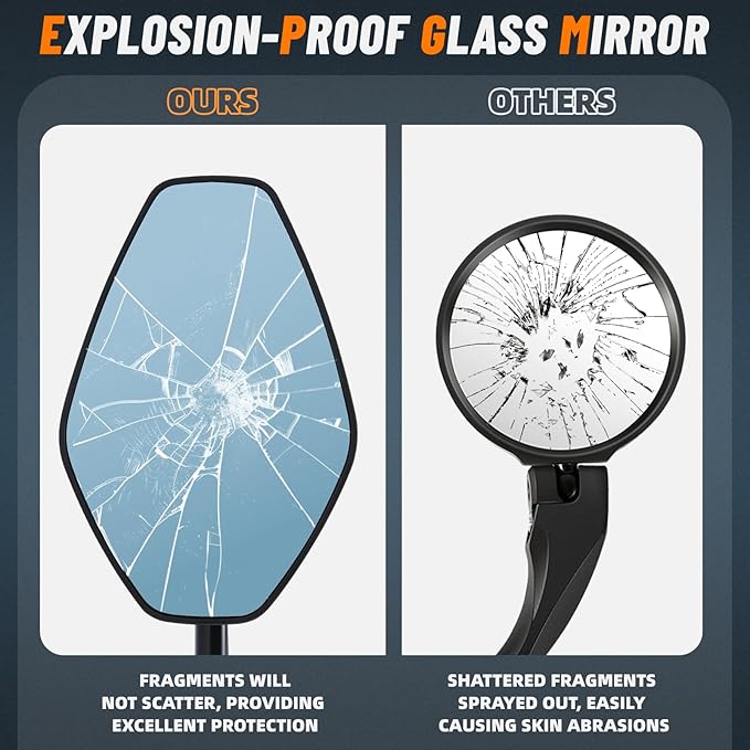 West Biking Bike Mirror, 360° Adjustable HD Shatterproof Bicycle Mirror, Aluminium Alloy Mirror Stem Provides Exceptional Stability,Handlebar-End Rear-View Mirror Suitable For E-Bike(Left)