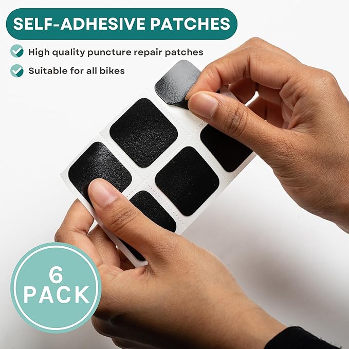 VeloChampion Puncture Repair Kit | Self-Adhesive Bike Tyre Patches for Road, MTB, BMX, Ebike| Travel Size Bicycle Puncture Repair Kit | 6, 10 or 40 Pack + Optional Tyre Levers