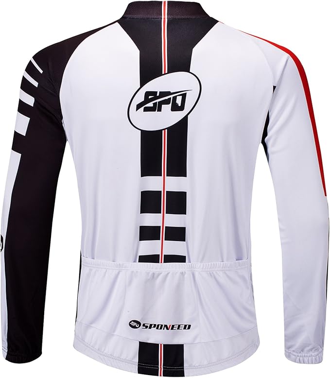 sponeed Men's Bicycle Shirts Long Sleeve Biker Jerseys Full Zipper Winter Cycling Gear Breathable