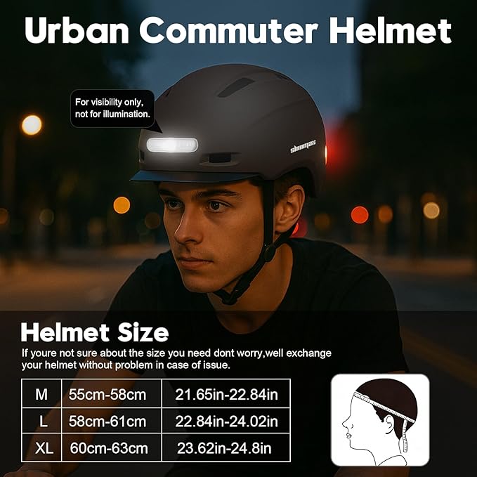 Bike Helmet, Shinmax Adult Cycling Helmet with USB Rechargeable LED Front and Back Light Bicycle Helmets for Men Women