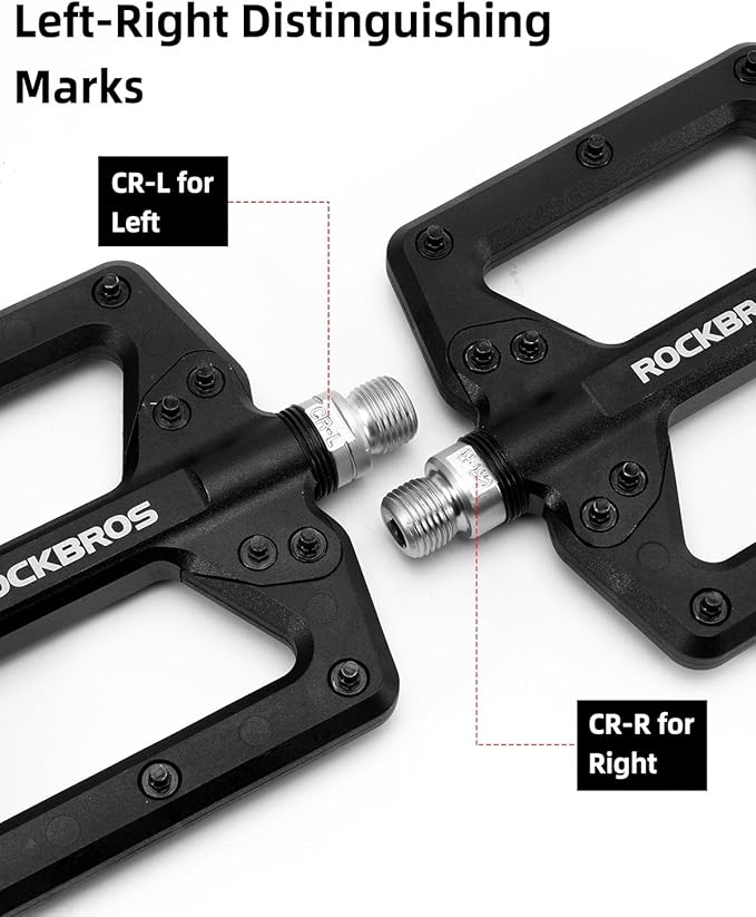 ROCKBROS Mountain Bike Pedals Flat MTB Pedals Non-Slip Lightweight Nylon Fiber Bicycle Platform Pedals for BMX MTB 9/16"