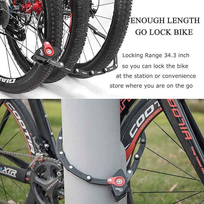 Folding Bike Lock with 2 Keys - Anti Theft Strong Security Bicycle Locks, Anti Drill & Pick Cylinder - Foldable Bike Lock with Mounting Bracket (2.8 ft/1.4lb)