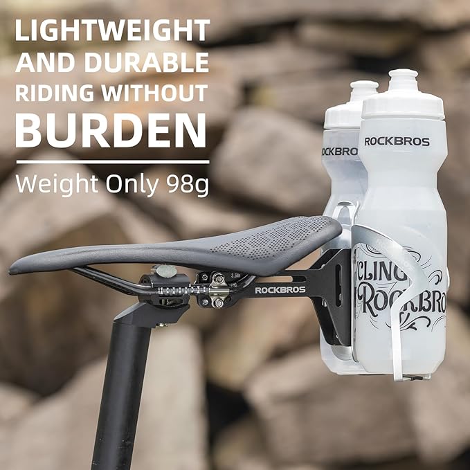 ROCKBROS Bike Water Bottle Cages Saddle Cage Converter with Adjustable Angle Aluminum Alloy Lightweight Bicycle Bottle Holder Saddle Mount Adapter Suitable for Road Bike MTB