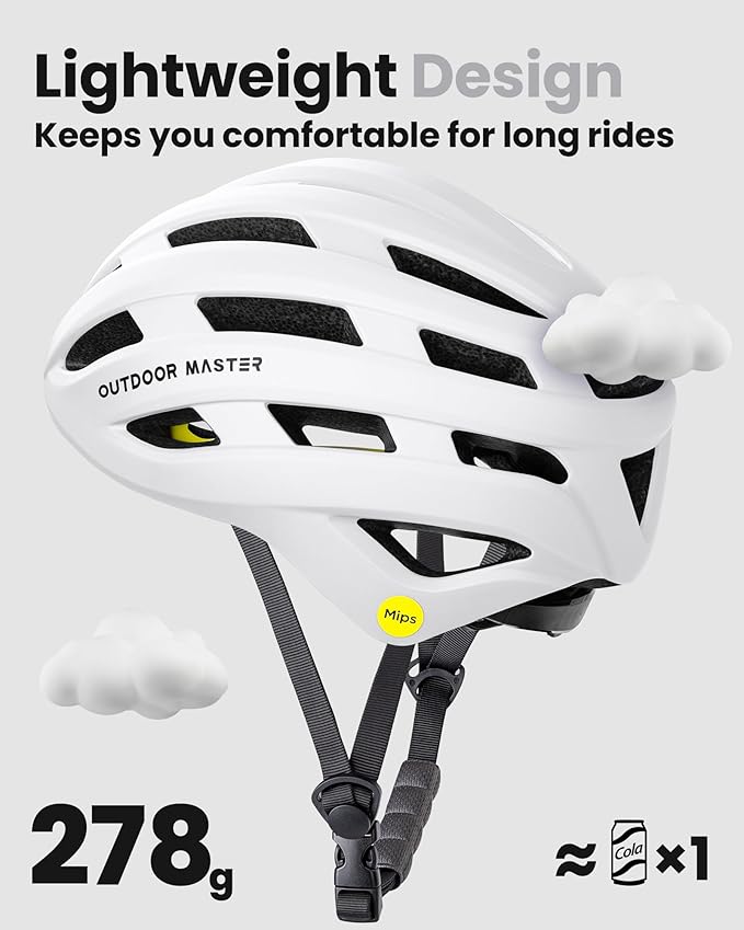 OutdoorMaster MIPS Bike Helmet for Adults-Two Removable Liners & Ventilation in Multi-Environment - Road Bicycle Helmets in Mountain, Motorway for Youth & Adult