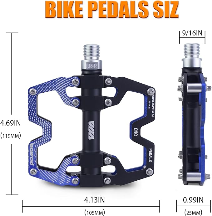 Bike Pedals 9/16" Lightweight Non-Slip Bicycle Platform Pedals - Fits Most Adult Bikes & Mountain Bikes &MTB, Road Bikes and Slip-Resistant Design