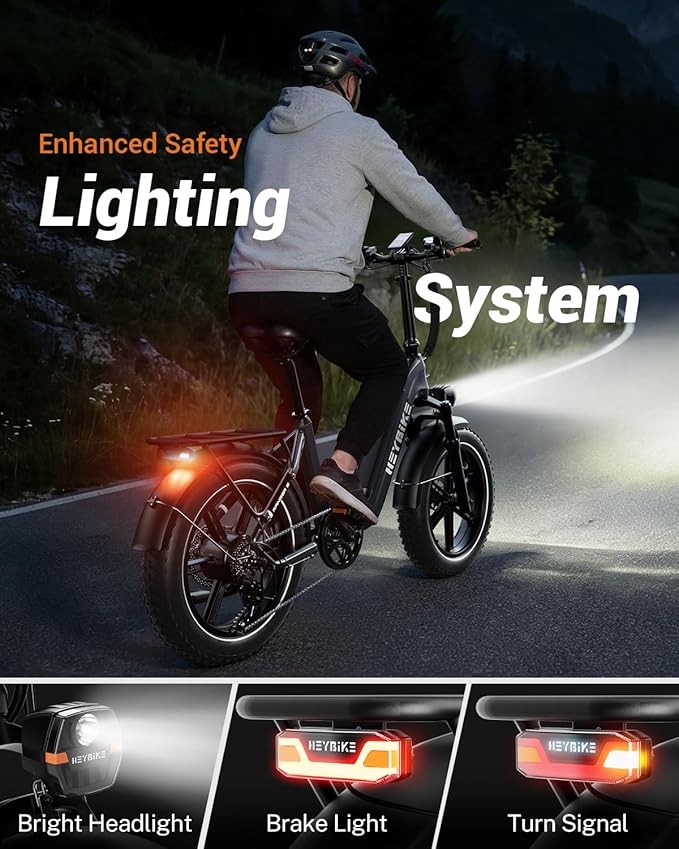 Heybike Ranger 20"x4.0" Fat Tire Folding Electric Bike for Adults, 1200W/1800W Peak Motor, 28/32MPH, up to 55/90 Miles Range, UL2849 Certified Removable Battery for Commute Beach Mountain Snow E Bike