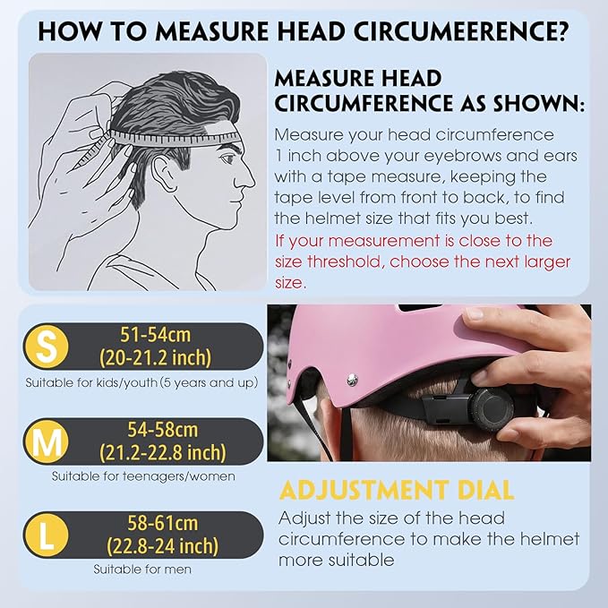 Skateboard Helmet for Adults - Adjustable Certified Safety Adults Helmet for Skateboarding Bike Bicycle Scooter Cycling Skate Skating Multisport Helmets for Women Men Boys Girls Kids Youth