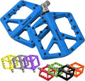 MTB Pedals Large Mountain Bike Pedals, Lightweight Nylon Fiber Composite Bicycle Platform Pedals, Grippy Pedals w 18 Pins, Cr-Mo Spindle fit w 2 Bearings, Clipless Pedals for BMX MTB Bike 9/16"