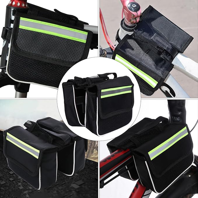 VICASKY 2pcs Bike Bag Front Frame Pack Waterproof Bicycle Top Tube Storage Pouch Large Capacity Cycling Handlebar Bag for Mountain Bike Riding Accessories