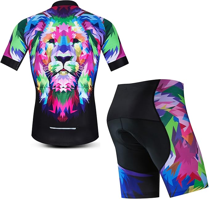 JPOJPO Cycling Jersey Men Set Bike Shirt Kit Short Sleeve Clothing Tops+5D Padded Shorts Summer Breathable Quick-Dry S-3XL