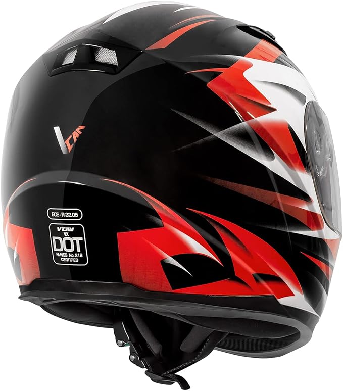 VCAN VX Lightweight Full Face Motorcycle Street Bike Helmet with Extra Tinted Visor, Coolmax Technology & OTG Ready, DOT Approved