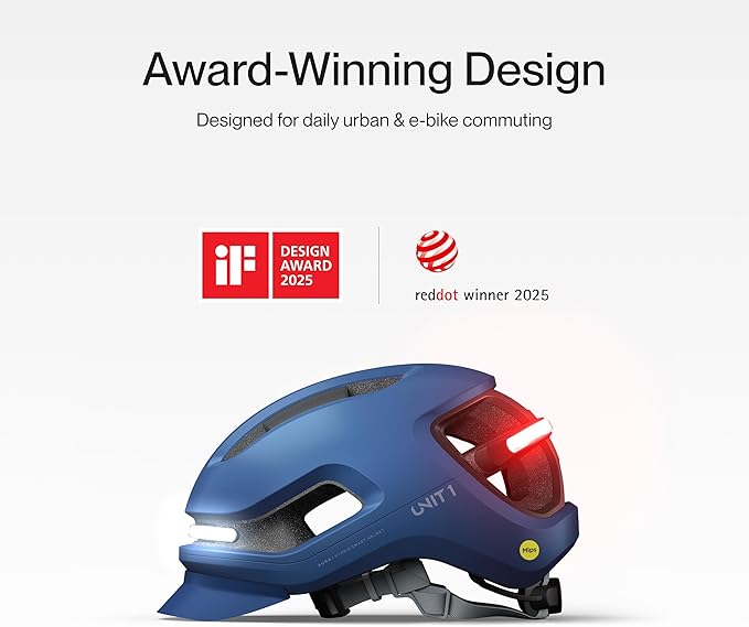 AURA Smart E-Bike Helmet with MIPS Safety, NTA-8776 Certified for 28mph, Integrated 500 Lumen LED Lights, Crash Detection, Turn Signals and Automatic Brake Light