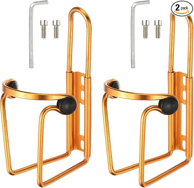 Water Bottle Cage, Bike Water Bottle Holder, Lightweight Aluminum Alloy Bicycle Cup Cage with Beads & Screws Tool - Fitting for (Road/MTB Cycling/Touring Bike) 2 Pack & Yellow