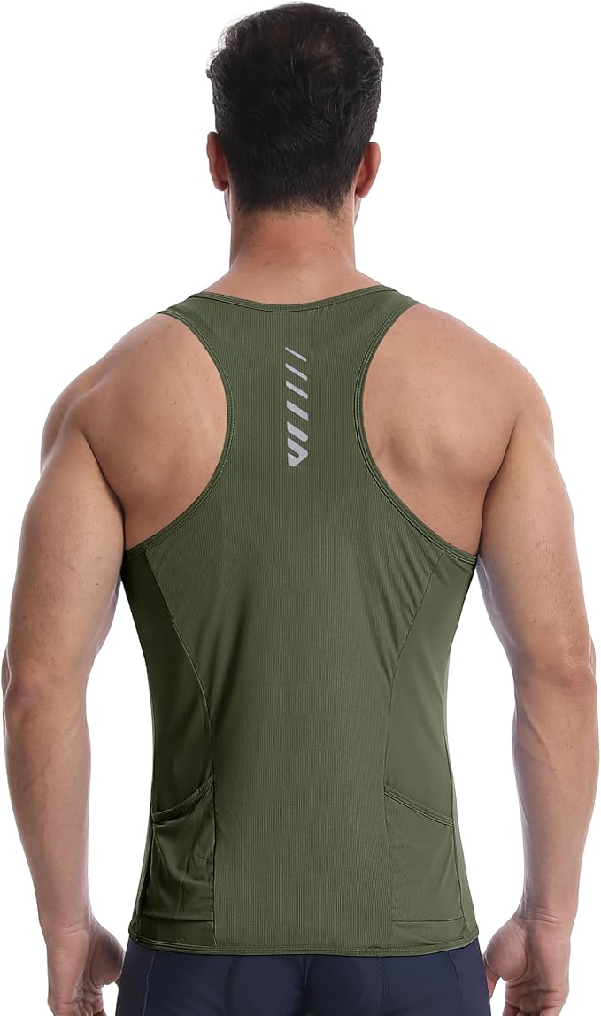 Lo.gas Sleeveless Cycling Jersey Men, Biking Base Layer Breathable and Lightweight with Back Pocket Sports Vest