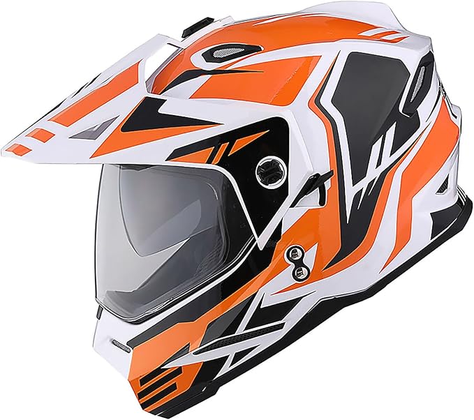 1Storm Youth Kids Dual Sport Dual Visor Motorcycle Motocross Off Road Full Face Helmet Matt Black