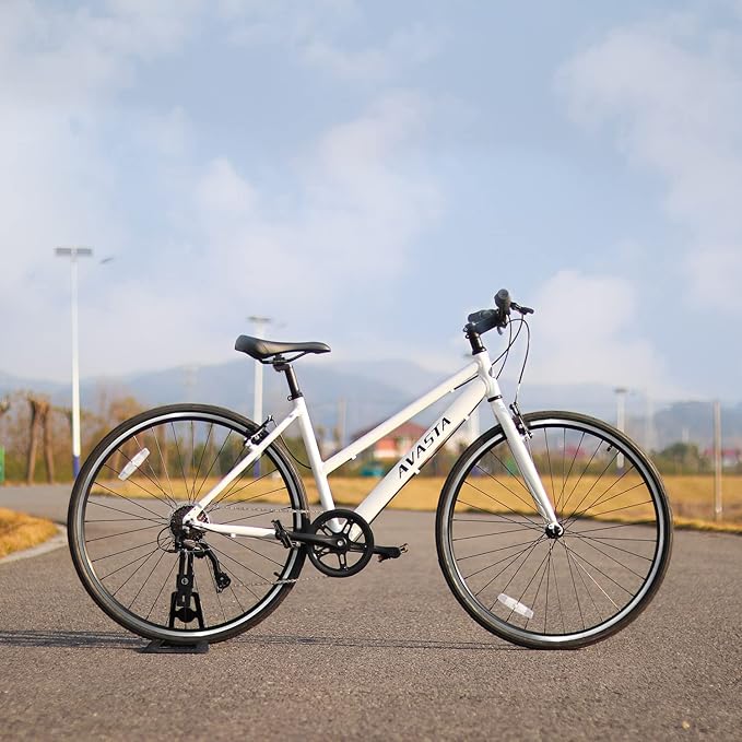 AVASTA Populus 700C Road Bike for Women with Kickstand, 15 17 Inch Lightweight Step Through Aluminum Alloy Frame, 7-Speed Drivetrain, Multiple Colors