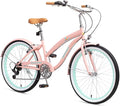 ACEGER Girls Beach Cruiser Bike for Kids 5-13 Years Old, 16" 18" 20" 24" Single Speed Kids Bicycle Included Coaster Brake, Front and Rear Reflectors, 24" 7 Speeds with Dual Brakes