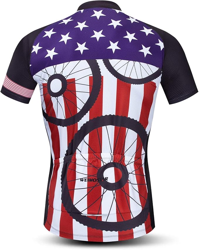 Weimostar Men's Cycling Jersey Short Sleeve Bike Clothing Multicolored Diamond