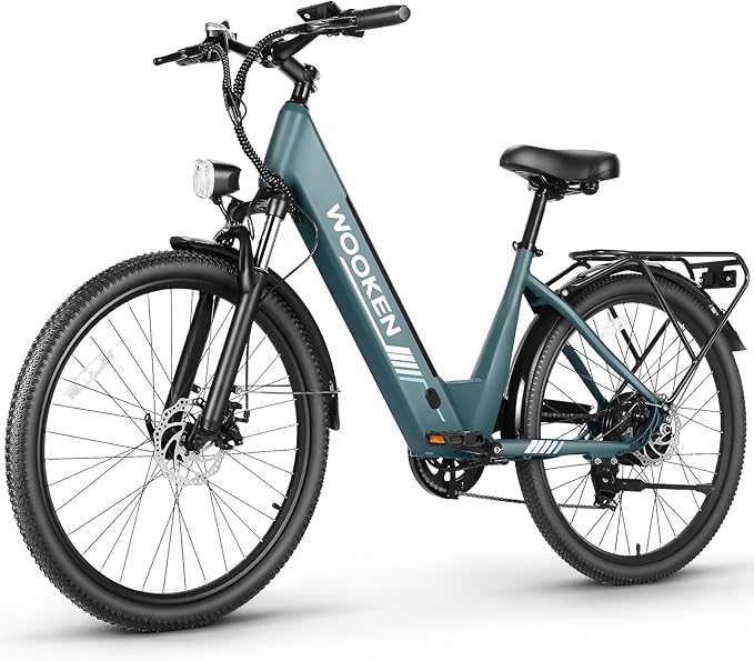 Wooken Electric Bike for Adults, 1000W Peak Ebike, 26" x 2.1" Tire Step Through Electric Bike, City Cruiser Ebike with 48V 10.4/15Ah Removable Battery, 7 Speed, SGS Certified to UL2849