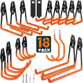 18 Pack Garage Hooks Heavy Duty Utility Steel with Anti-Slip Coating Wall Mount Storage Organizer for Hanging Power and Garden Tools, Ladders, Hose, Bikes, Ropes, Bulk Items, and More