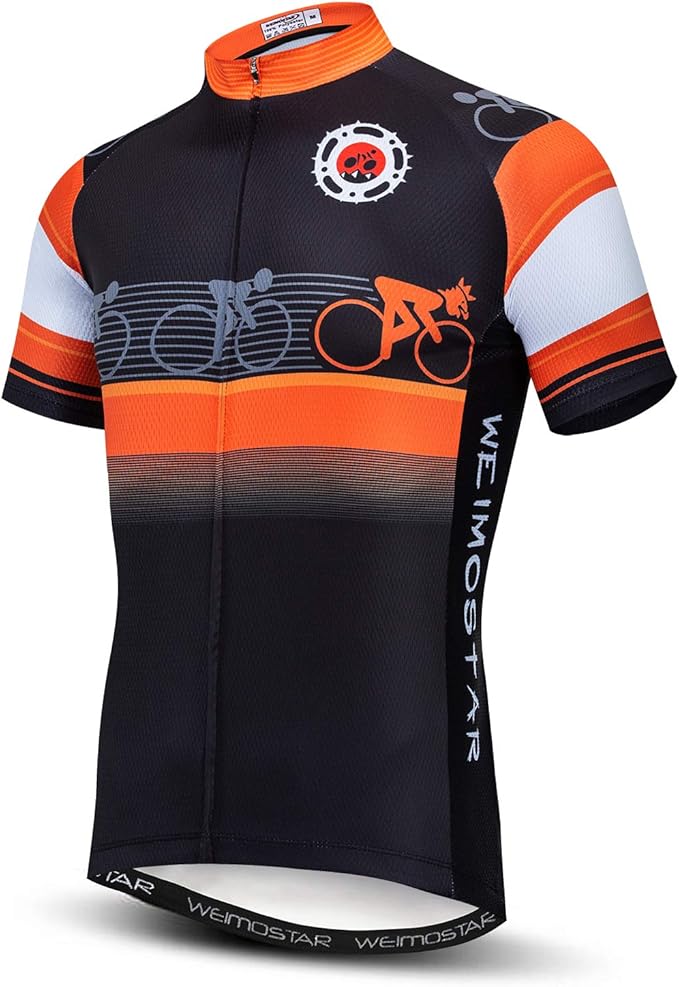 Cycling Jersey Short Sleeve USA Style Bike Tops with Pocket Reflective Stripe