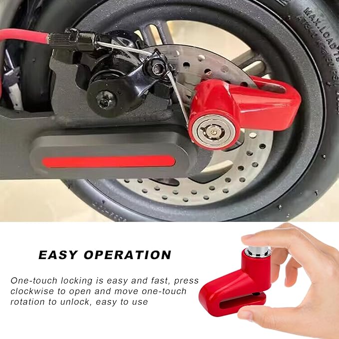 2 PCS Motorcycle Disc Brake Lock, Anti-Theft Security Wheel Disc Brake Lock with Keys, Universal Safety Disc Lock for Bikes Scooters Motorcycles, Motorcycle Accessories(Red)