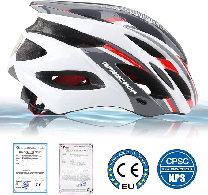 Basecamp Bike Helmet for Women Men with LED Safety Light Removable Sun Visor Lightweight Bicycle Helmet Adjustable Breathable Mountain & Road Cycling Helmets for Adult