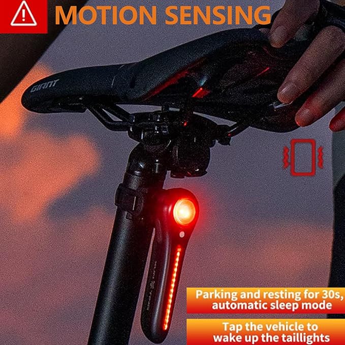 Smart Bike Tail Light,120 Lumen Bicycle Tail Light. Brake Sensing Rear Lights, Auto On/Off, Waterproof, USB Rechargeable, Ultra Bright LED Warning Back Bicycle Flashlight, Cycling Safety Accessories