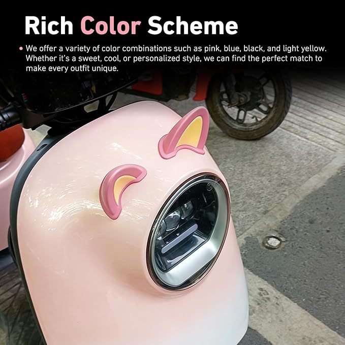 2 PCS Cute Cat Ear Motorcycle Helmet Decoration, Self-Adhesive Wear-Resistant Automotive Helmet Ornament Accessory, Universal for Most Motorcycle Scooter Helmets
