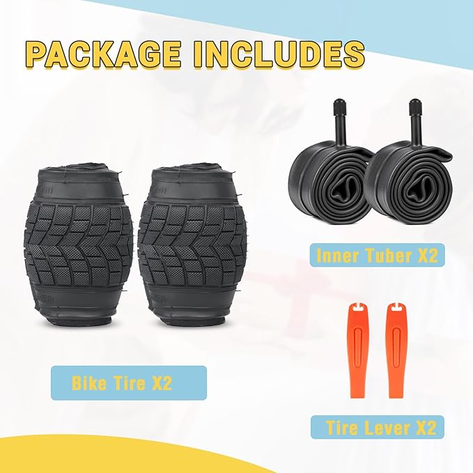 12/16/20x2.125 Bike Tires 1/2 Pack 12/16/20 Inch Kids Folding Replacement Tire/Tube Suitable for Tires 12/20x2.1 12/16/20x2. 125 12/20x2.25, Multiple Colors