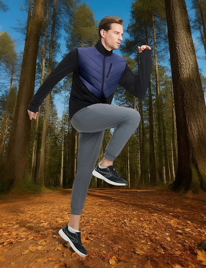 baleaf Men's Cycling Jacket Puffer Lightweight Coat Windproof Warm Winter 5 Pockets Packable Running Hiking